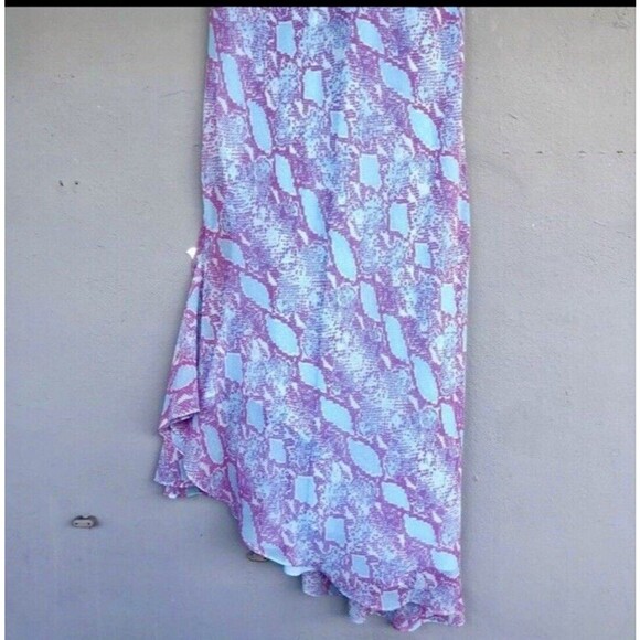 Diane Von Furstenberg Slip Dress 6 Snake Print  Asymetrical Flutter Hem Fairy Y2 - Picture 8 of 15